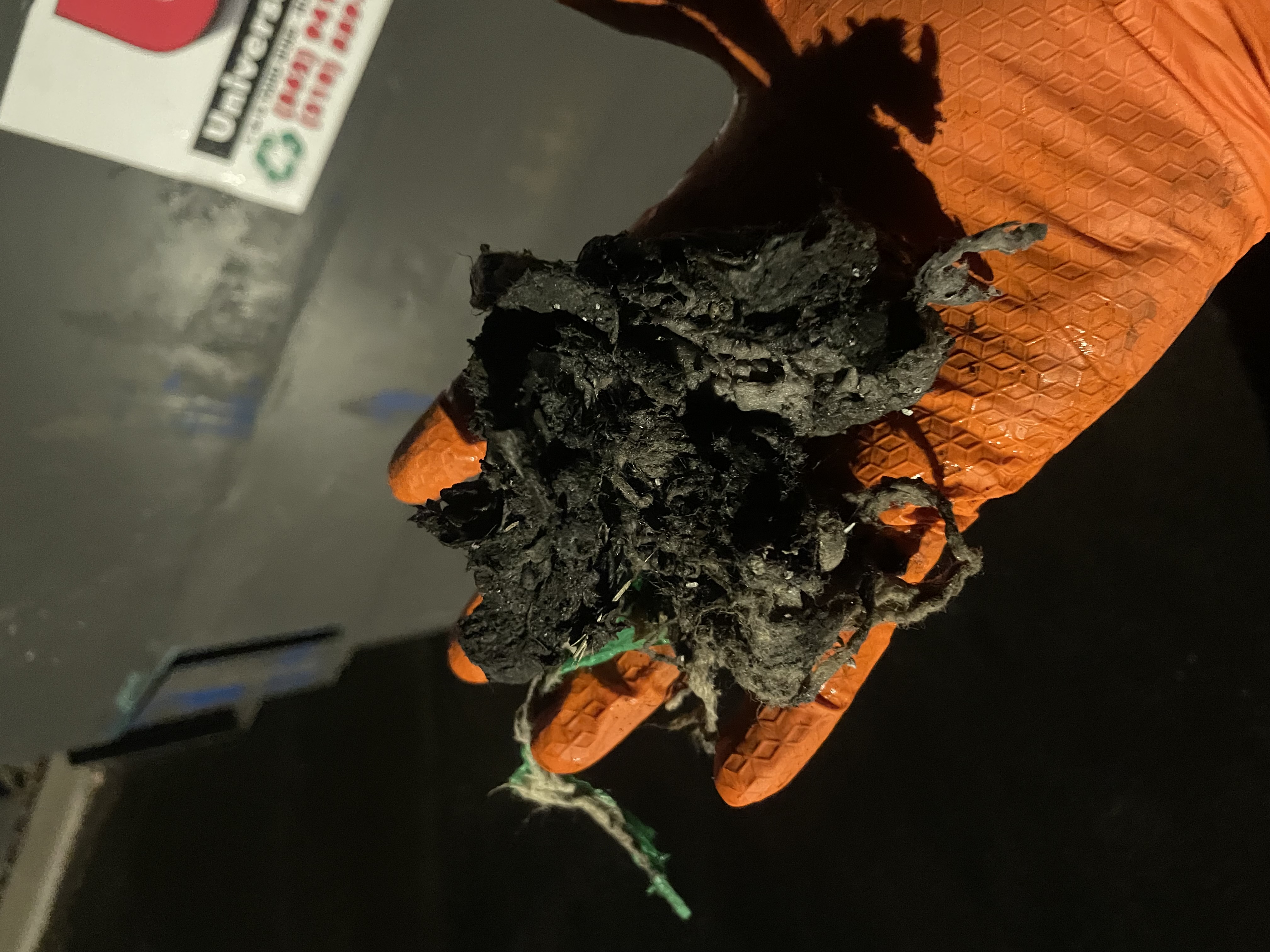 Grease and sludge removed from commercial grease trap during cleaning