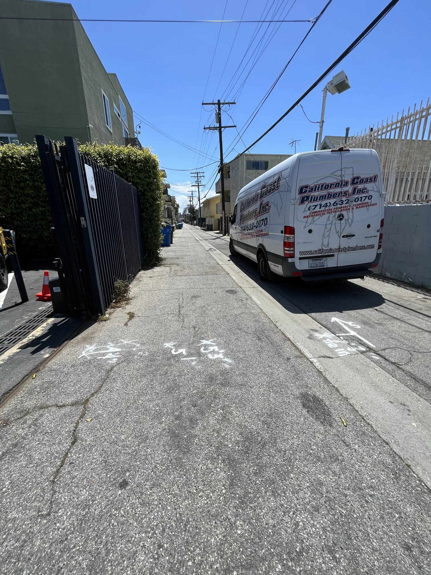 California Coast Plumbers service truck at a commercial property
