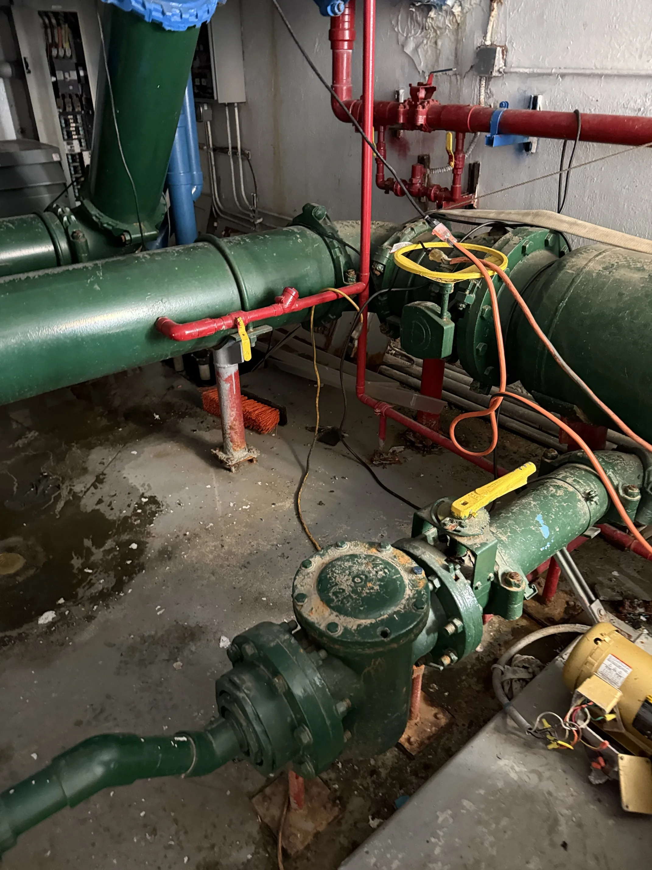 Commercial pump room with installed pump system